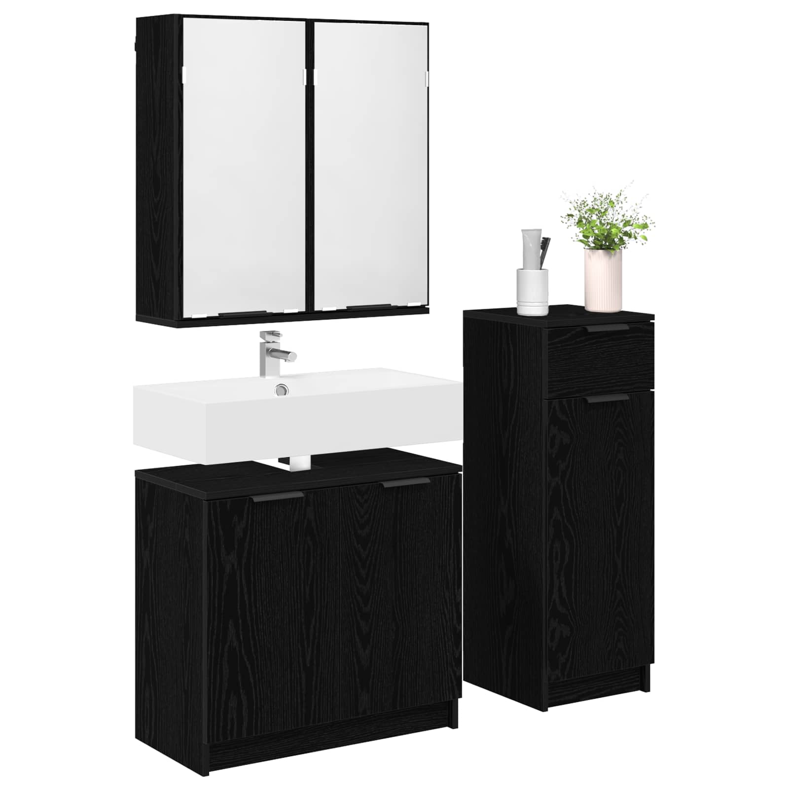 Ensemble de mobilier de salle de bain 3 pc Chêne noir