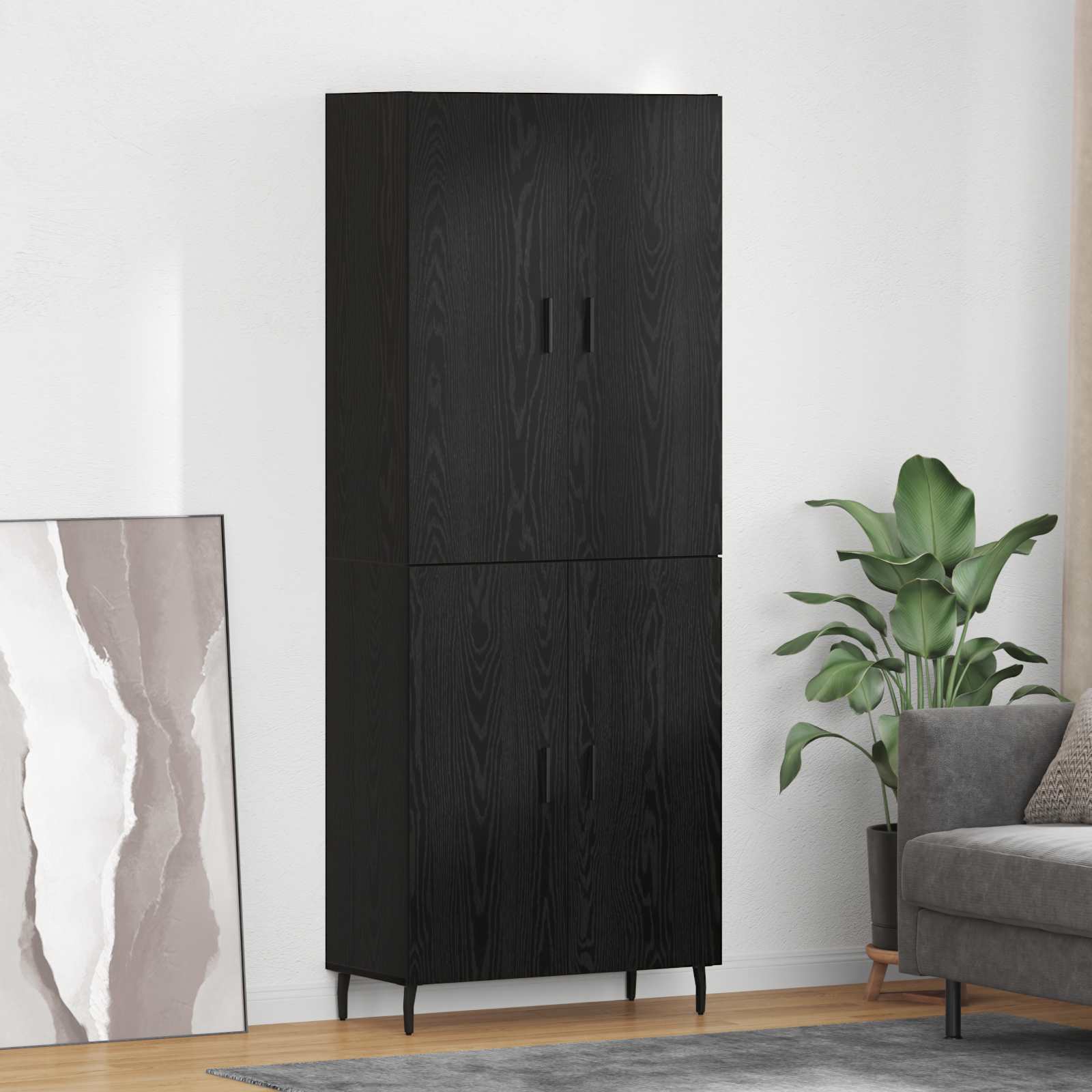 Haut Armoire 2 pc Chêne noir 69,5 x 34 x 180 cm