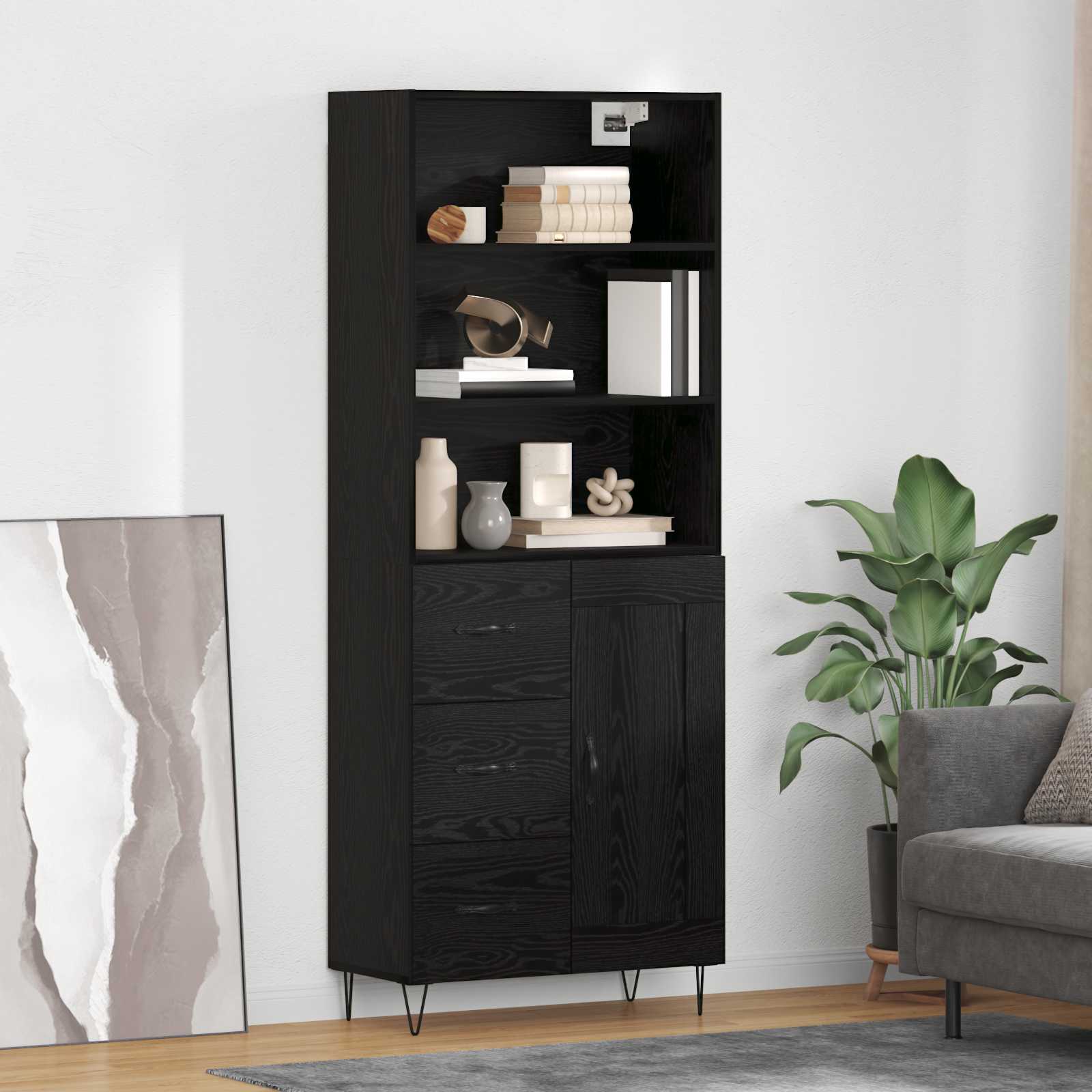 Haut Armoire 2 pc Chêne noir 69,5 x 34 x 180 cm