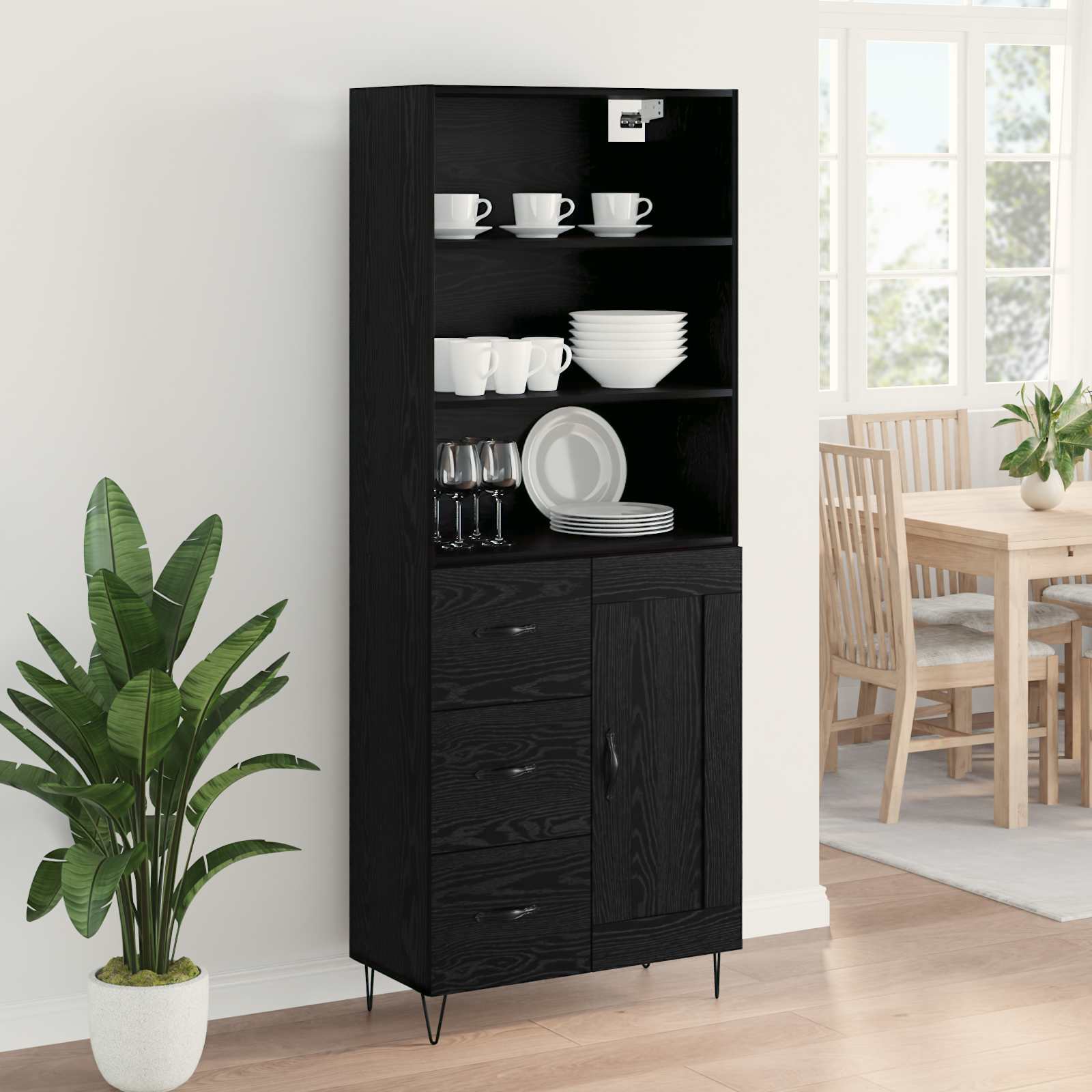 Haut Armoire 2 pc Chêne noir 69,5 x 34 x 180 cm