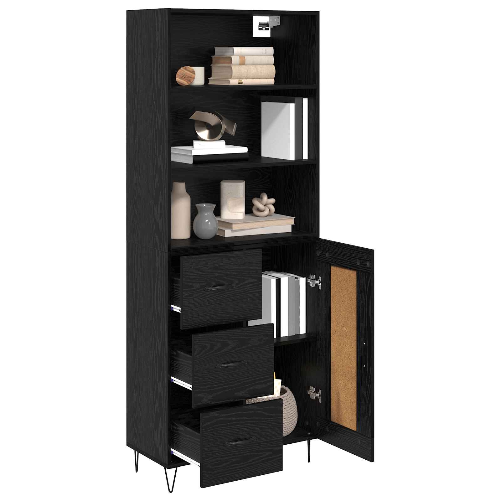 Haut Armoire 2 pc Chêne noir 69,5 x 34 x 180 cm