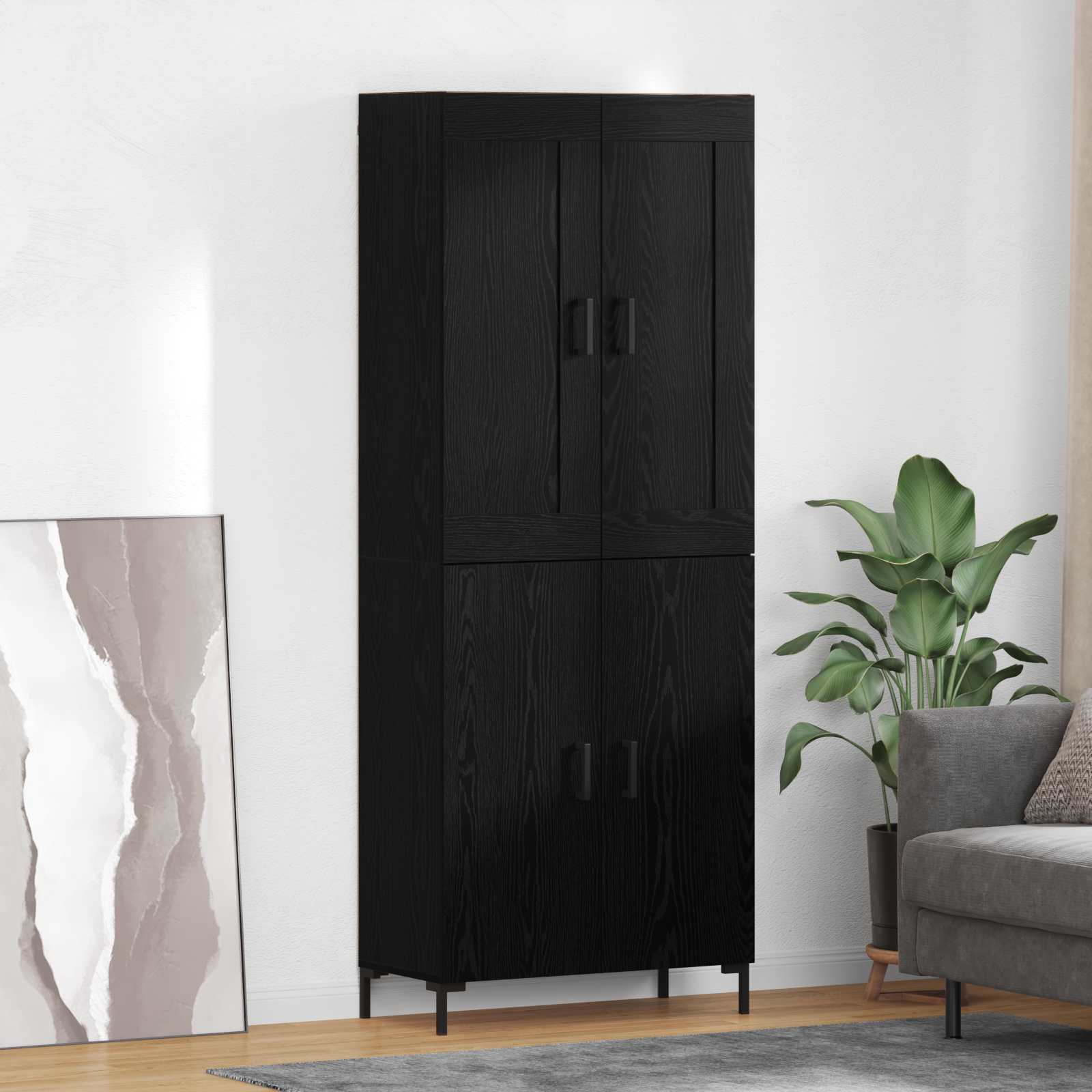 Haut Armoire 2 pc Chêne noir 69,5 x 34 x 180 cm