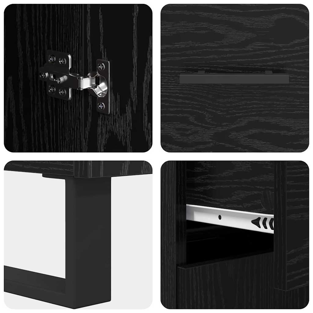 Haut Armoire Montage mural 2 pcs Chêne noir Bois d'ingénierie - XIOS