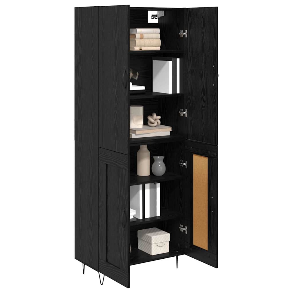Haut Armoire Montage mural 2 pcs Chêne noir Bois d'ingénierie - XIOS