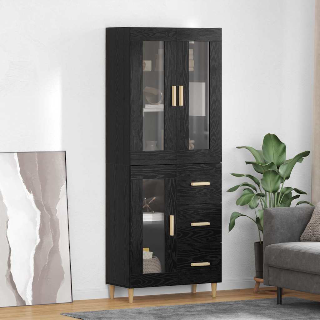 Haut Armoire Montage mural 2 pcs Chêne noir Bois d'ingénierie - XIOS