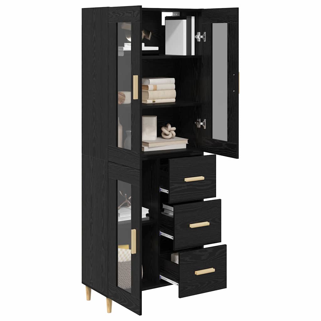 Haut Armoire Montage mural 2 pcs Chêne noir Bois d'ingénierie - XIOS