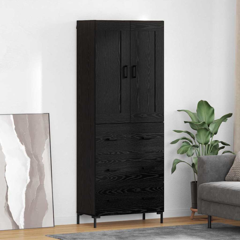 Haut Armoire 2 pc Chêne noir 69,5 x 34 x 180 cm