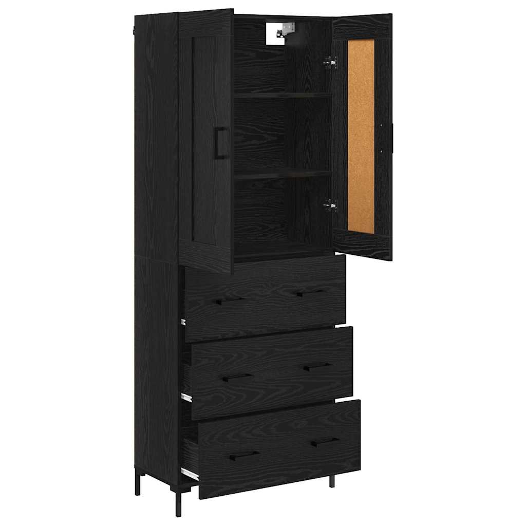 Haut Armoire 2 pc Chêne noir 69,5 x 34 x 180 cm