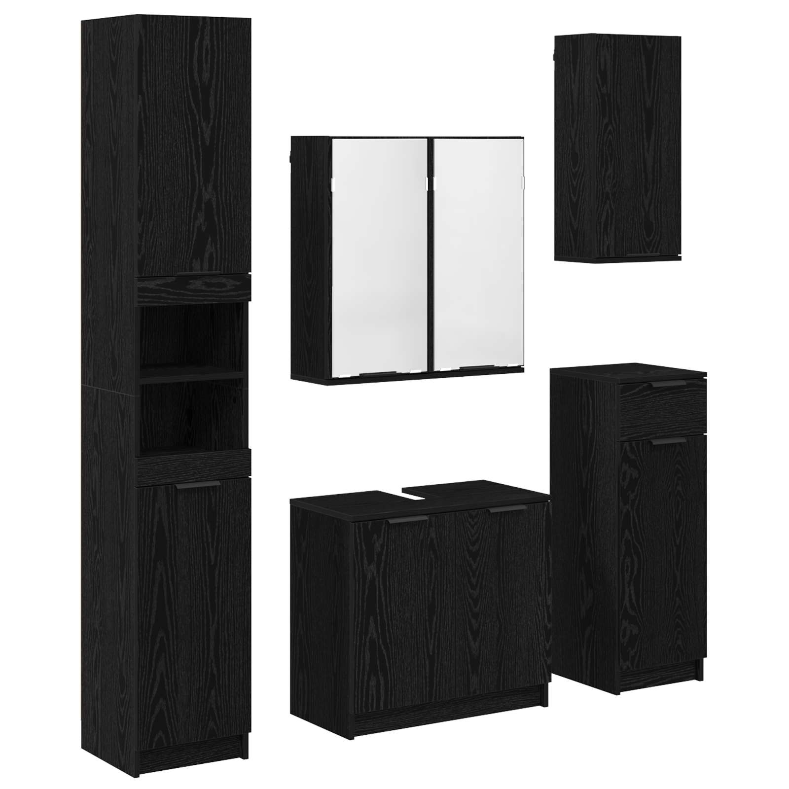 Ensemble de mobilier de salle de bain 5 pc Chêne noir - XIOS