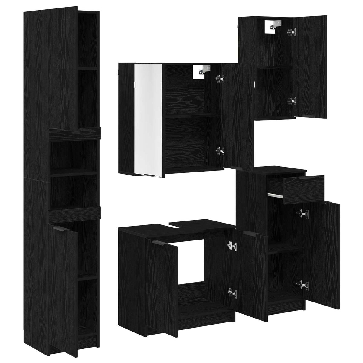 Ensemble de mobilier de salle de bain 5 pc Chêne noir