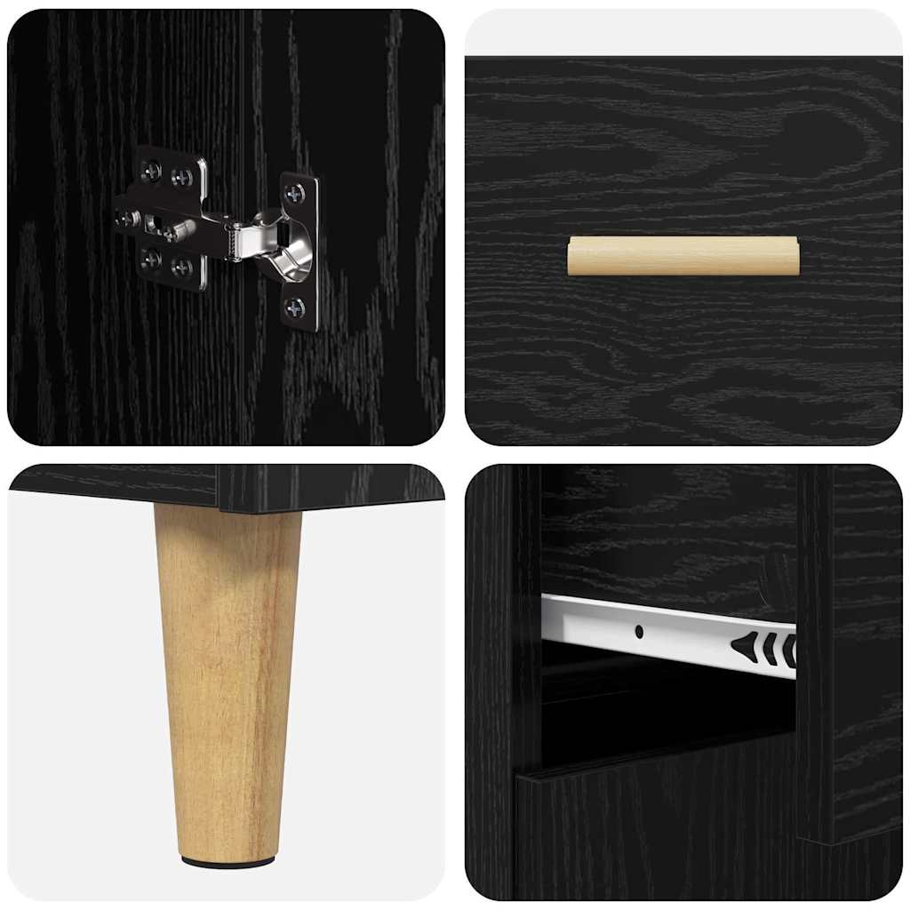 Haut Armoire Montage mural 2 pcs Chêne noir Bois d'ingénierie - XIOS