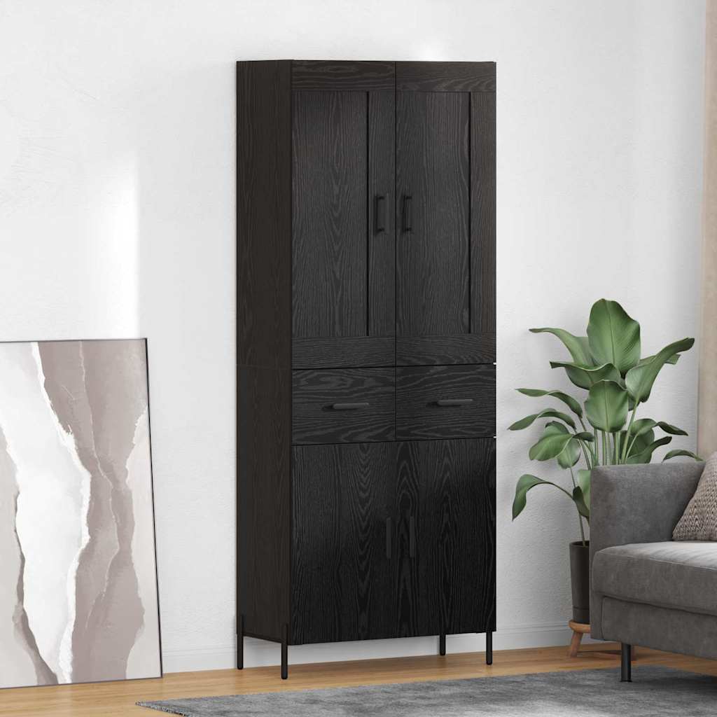 Haut Armoire Montage mural 2 pcs Chêne noir 69,5 x 34 x 180 cm - XIOS