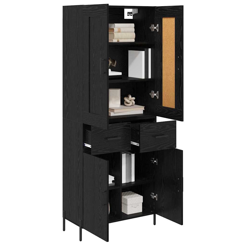 Haut Armoire Montage mural 2 pcs Chêne noir 69,5 x 34 x 180 cm - XIOS