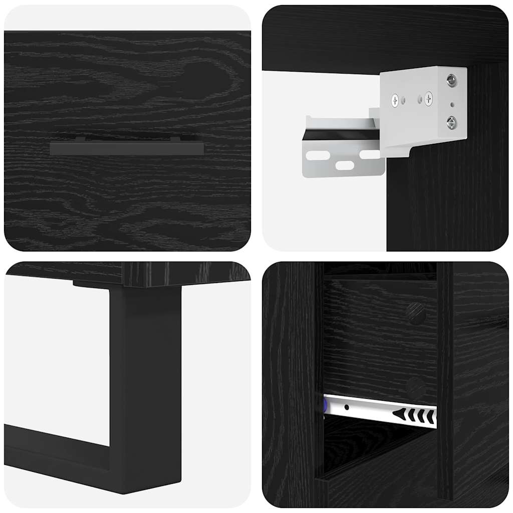 Haut Armoire avec tiroir 2 pcs Chêne noir Bois d'ingénierie - XIOS