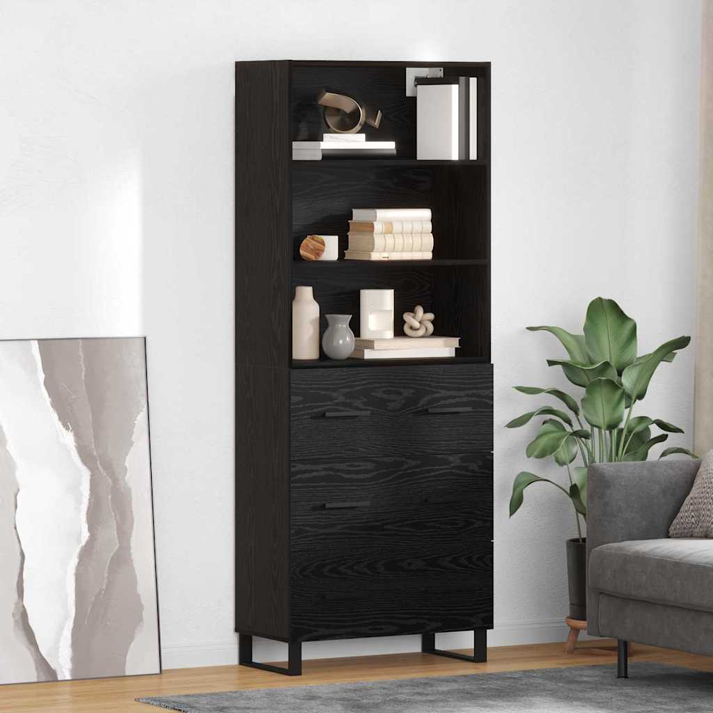 Haut Armoire avec tiroir 2 pcs Chêne noir Bois d'ingénierie - XIOS