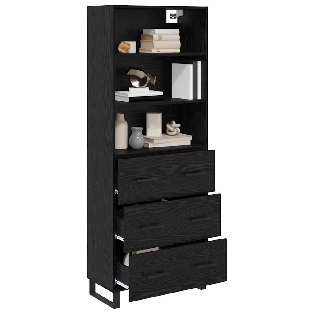 Haut Armoire avec tiroir 2 pcs Chêne noir Bois d'ingénierie - XIOS