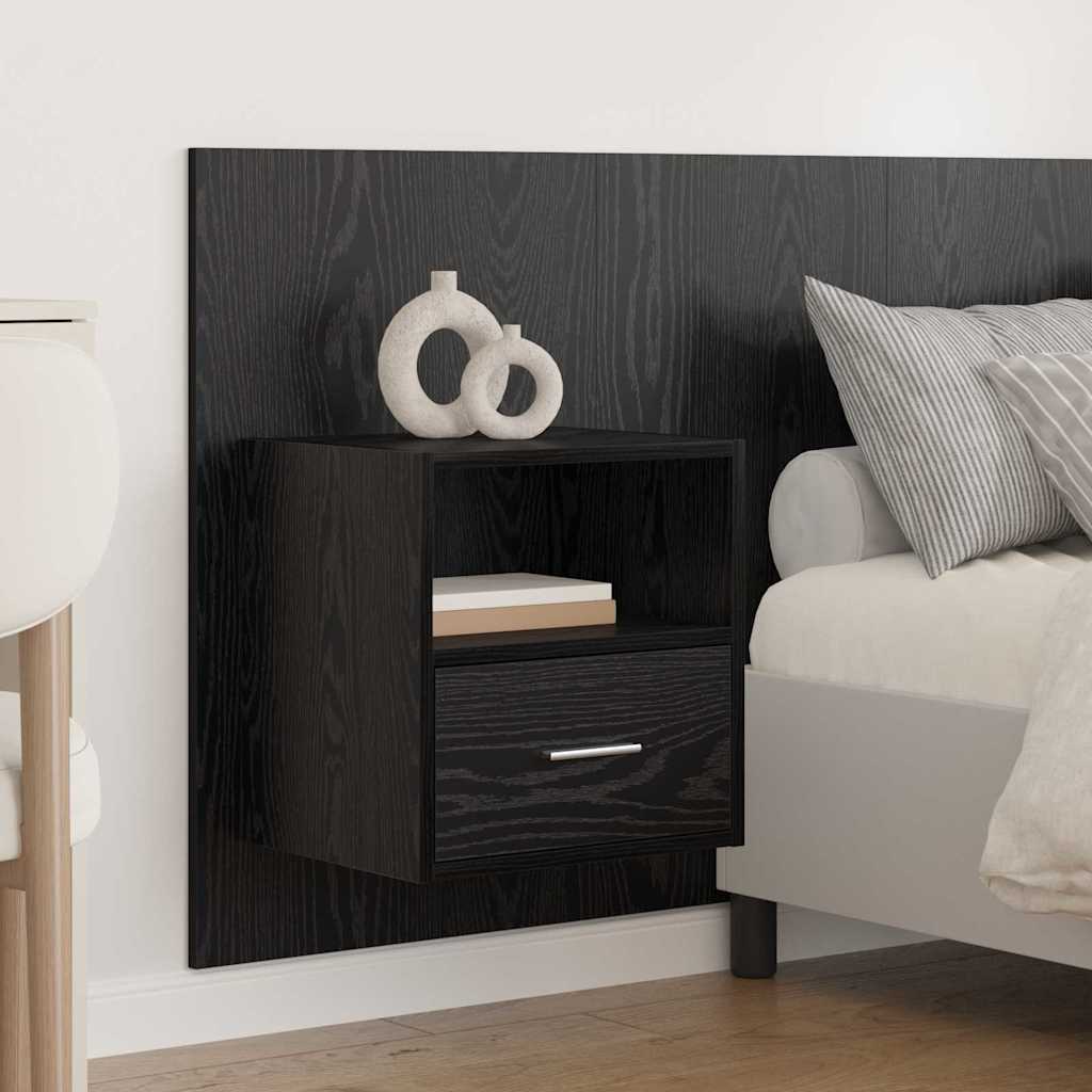 Tête de lit avec armoire 3 pc Chêne noir Bois d'ingénierie