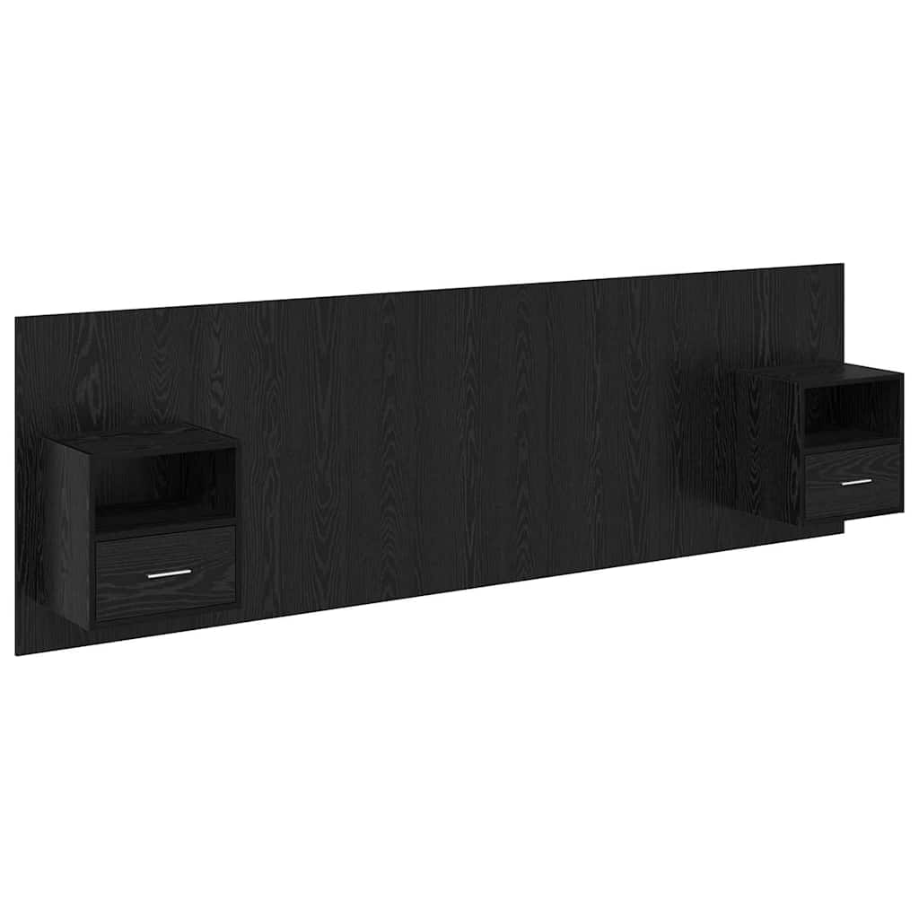 Tête de lit avec armoire 3 pc Chêne noir Bois d'ingénierie