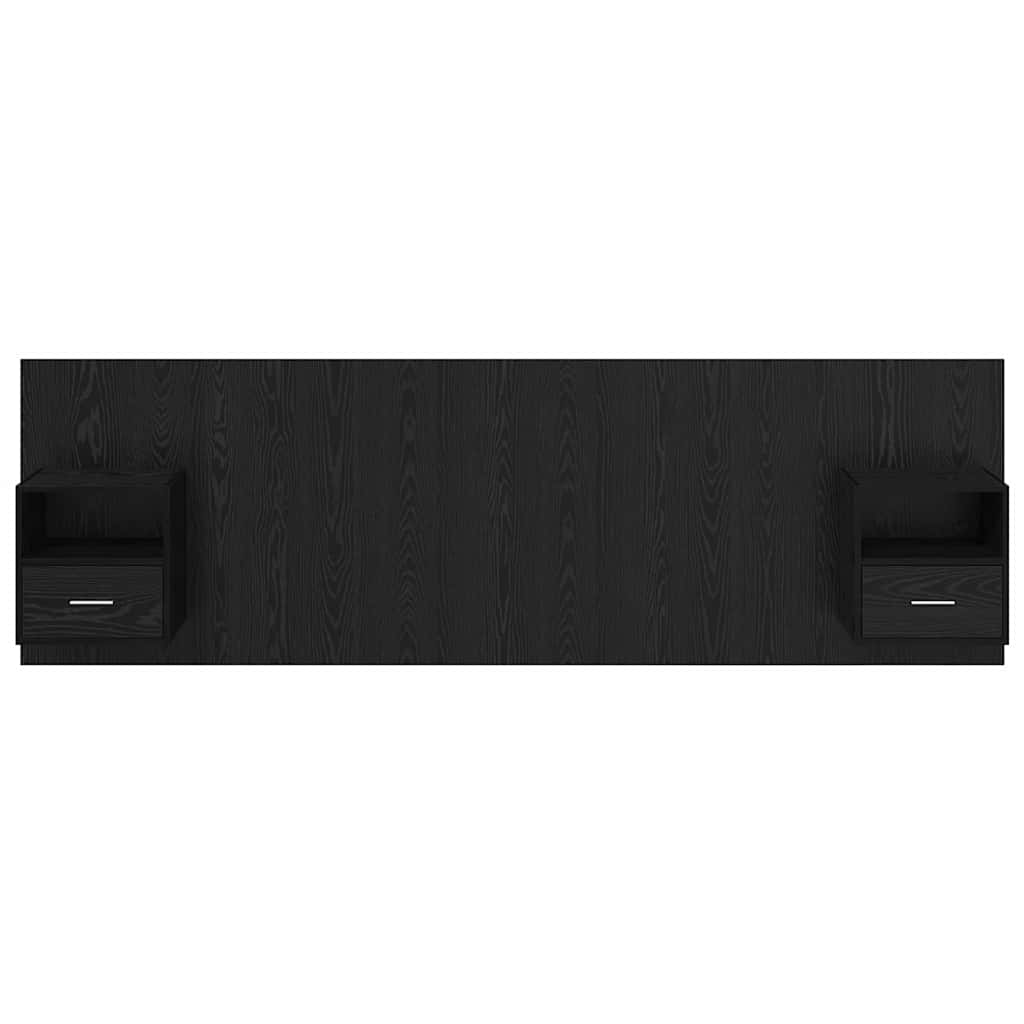 Tête de lit avec armoire 3 pc Chêne noir Bois d'ingénierie