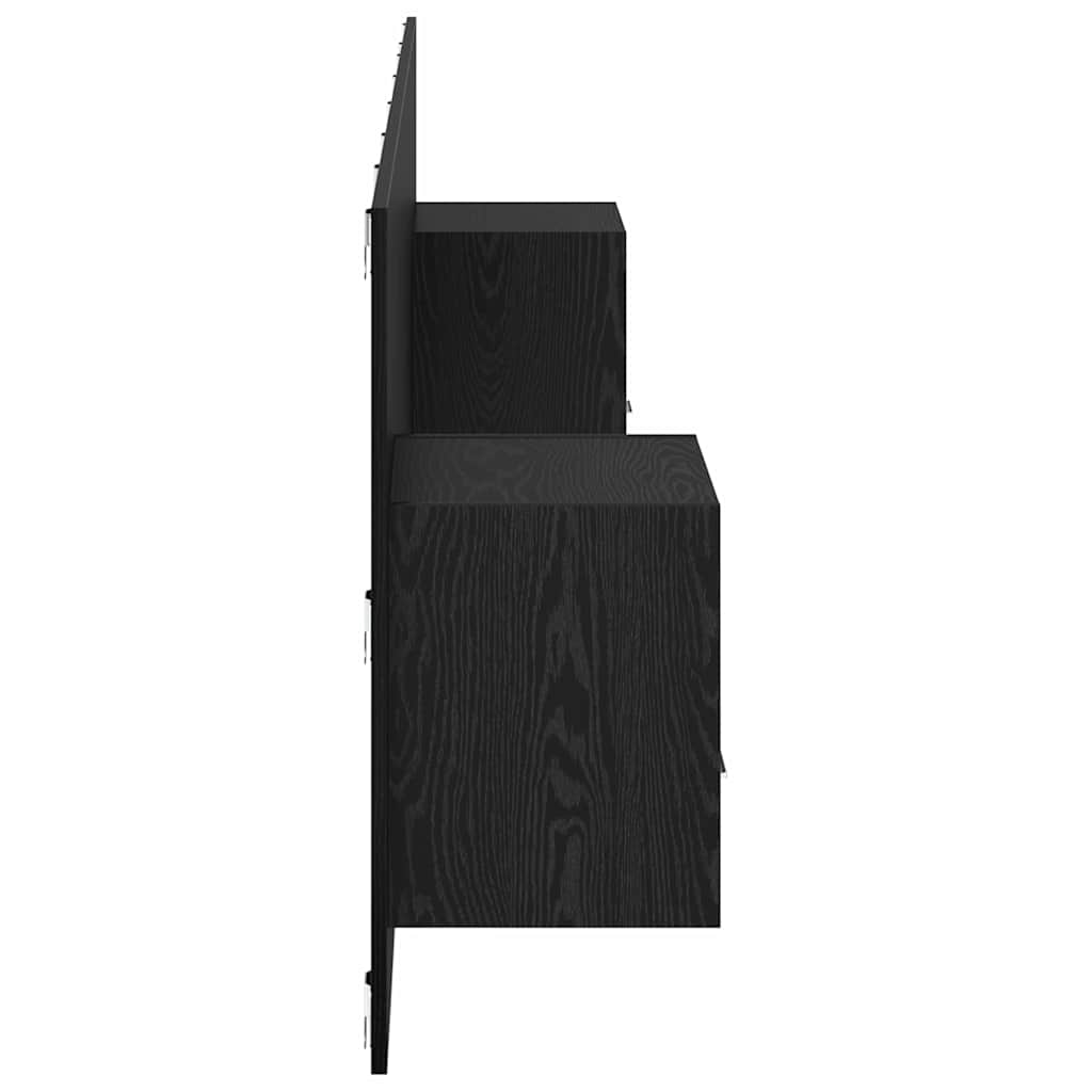 Tête de lit avec armoire 3 pc Chêne noir Bois d'ingénierie