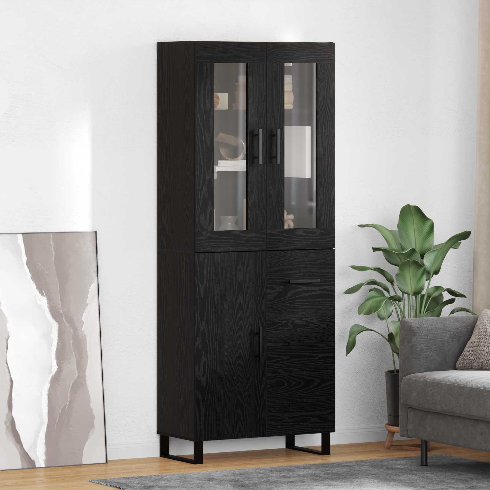 Haut Armoire 2 pc Chêne noir 69,5 x 34 x 180 cm