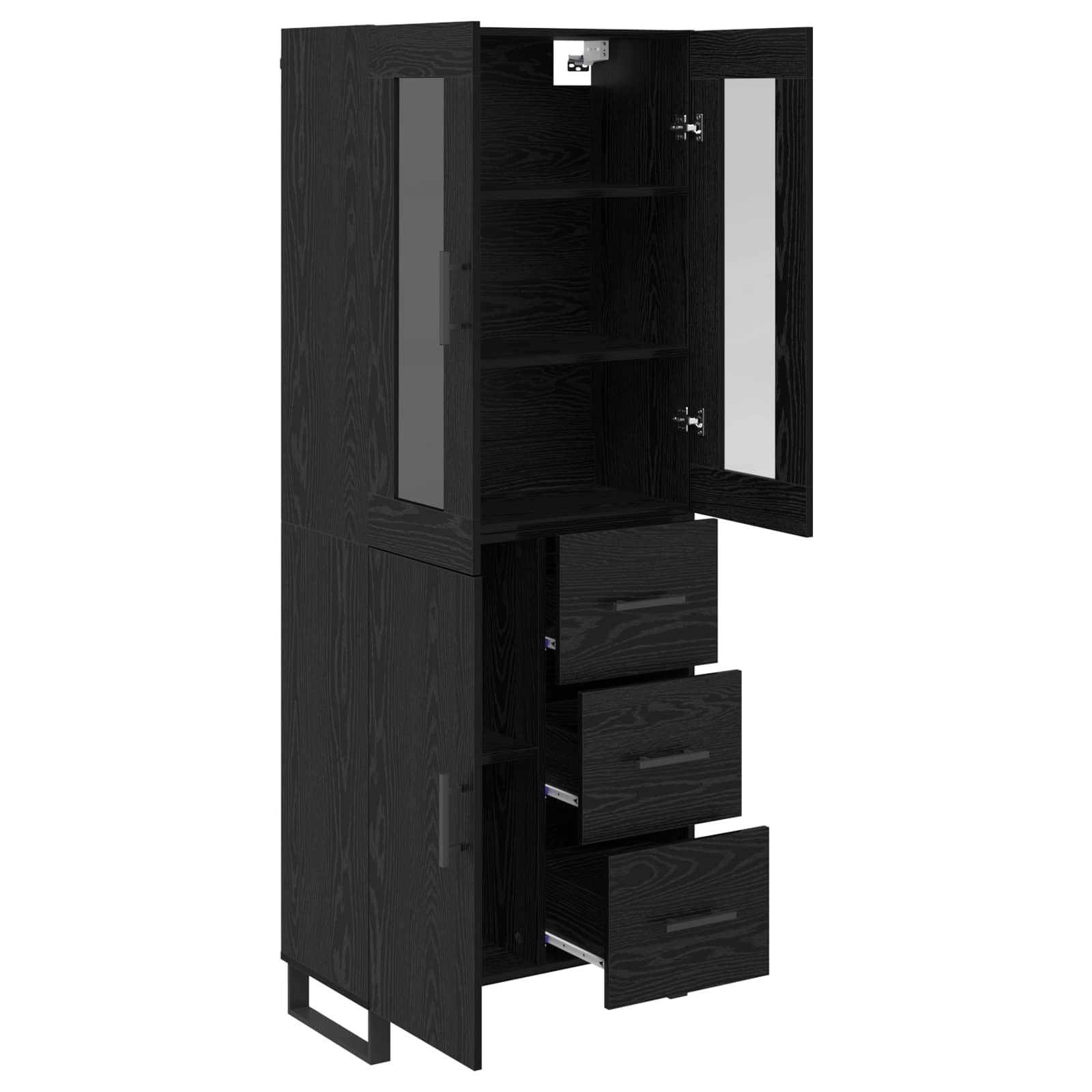 Haut Armoire 2 pc Chêne noir 69,5 x 34 x 180 cm