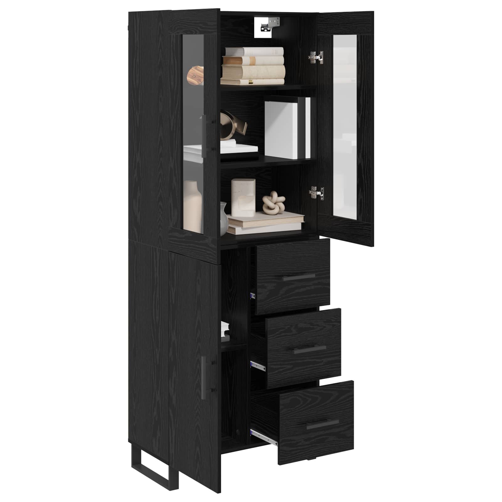 Haut Armoire 2 pc Chêne noir 69,5 x 34 x 180 cm