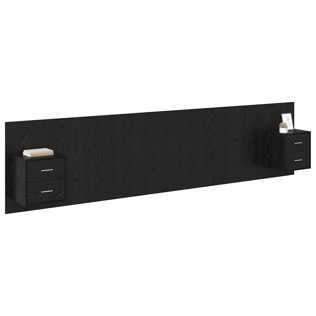 Tête de lit avec armoire 3 pcs Chêne noir Bois d'ingénierie - XIOS