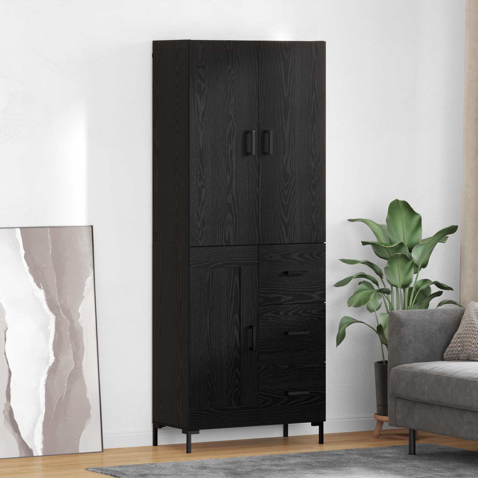 Haut Armoire Chêne noir 69,5 x 34 x 180 cm Bois d'ingénierie