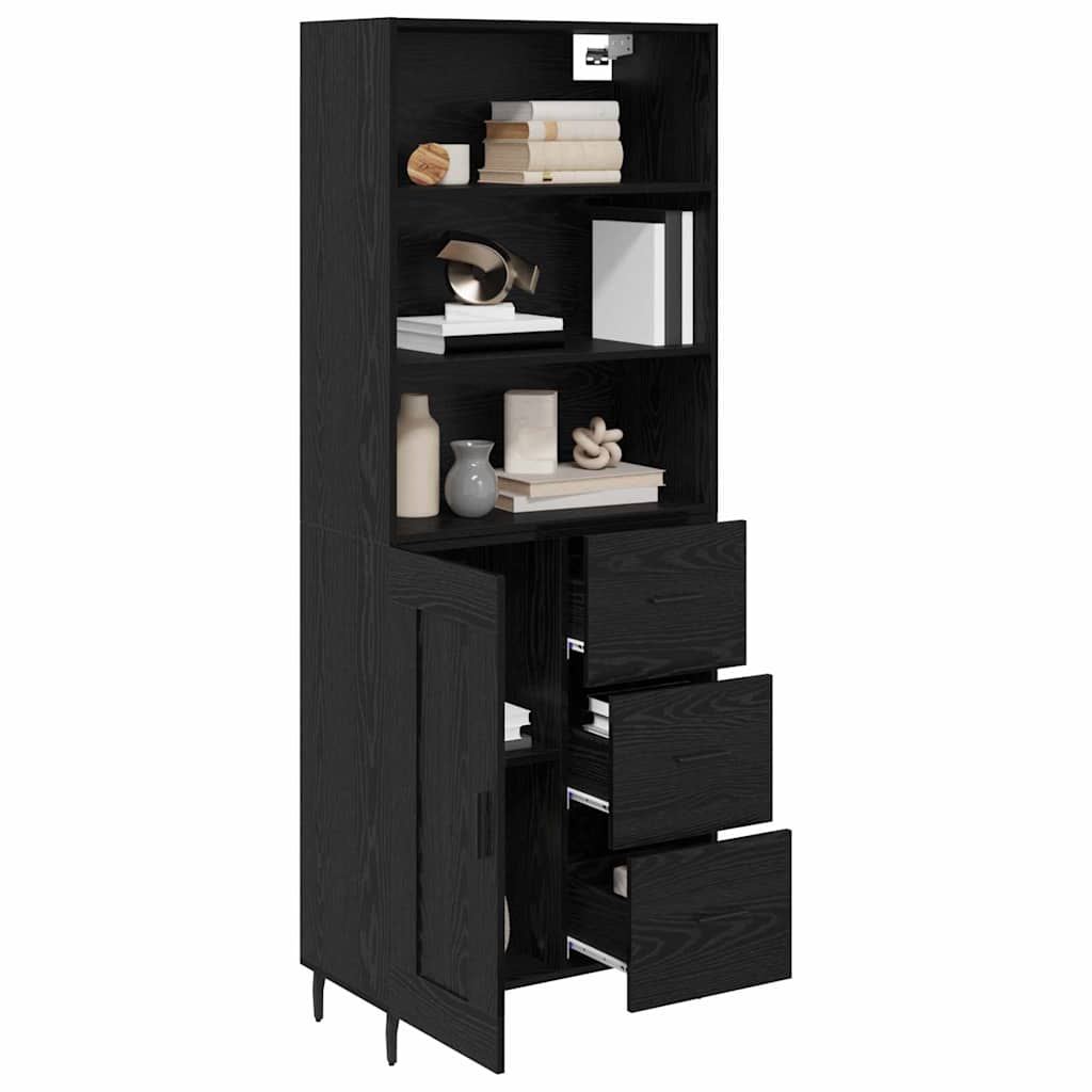 Haut Armoire Montage mural 2 pcs Chêne noir 69,5 x 34 x 180 cm - XIOS
