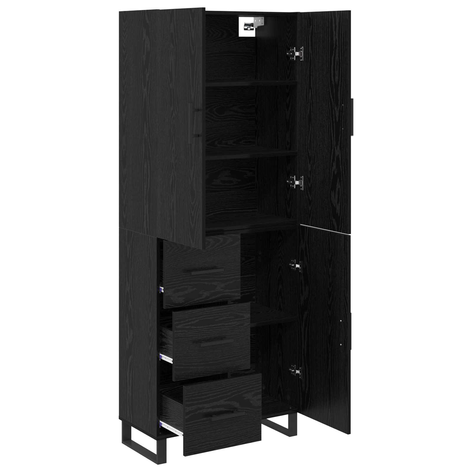 Haut Armoire 2 pcs Chêne noir Bois Aggloméré et Verre - XIOS