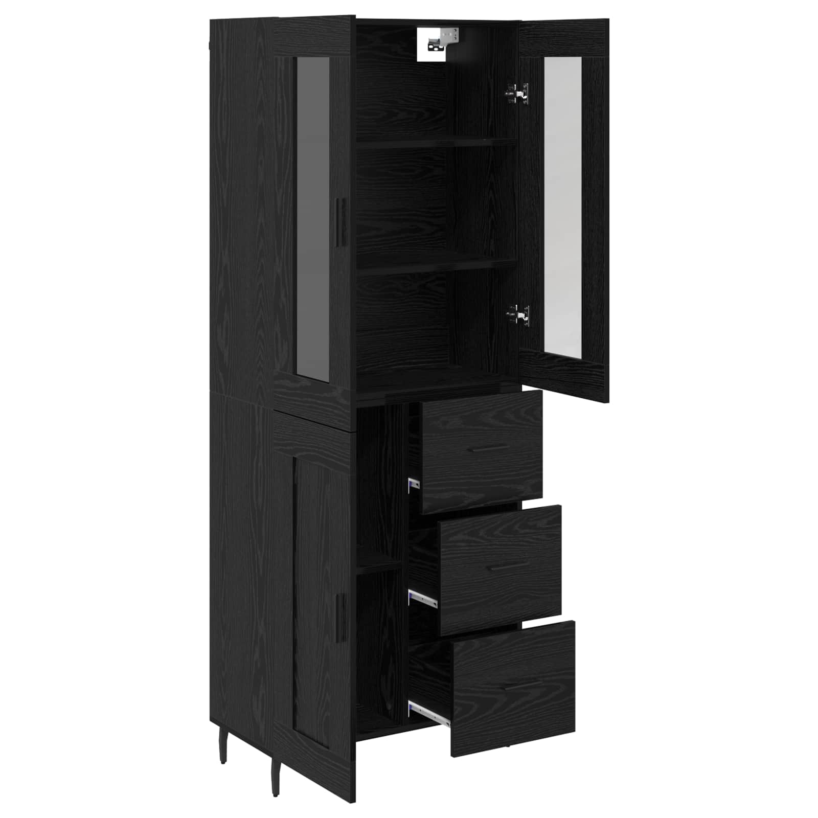 Haut Armoire 2 pc Chêne noir 69,5 x 34 x 180 cm