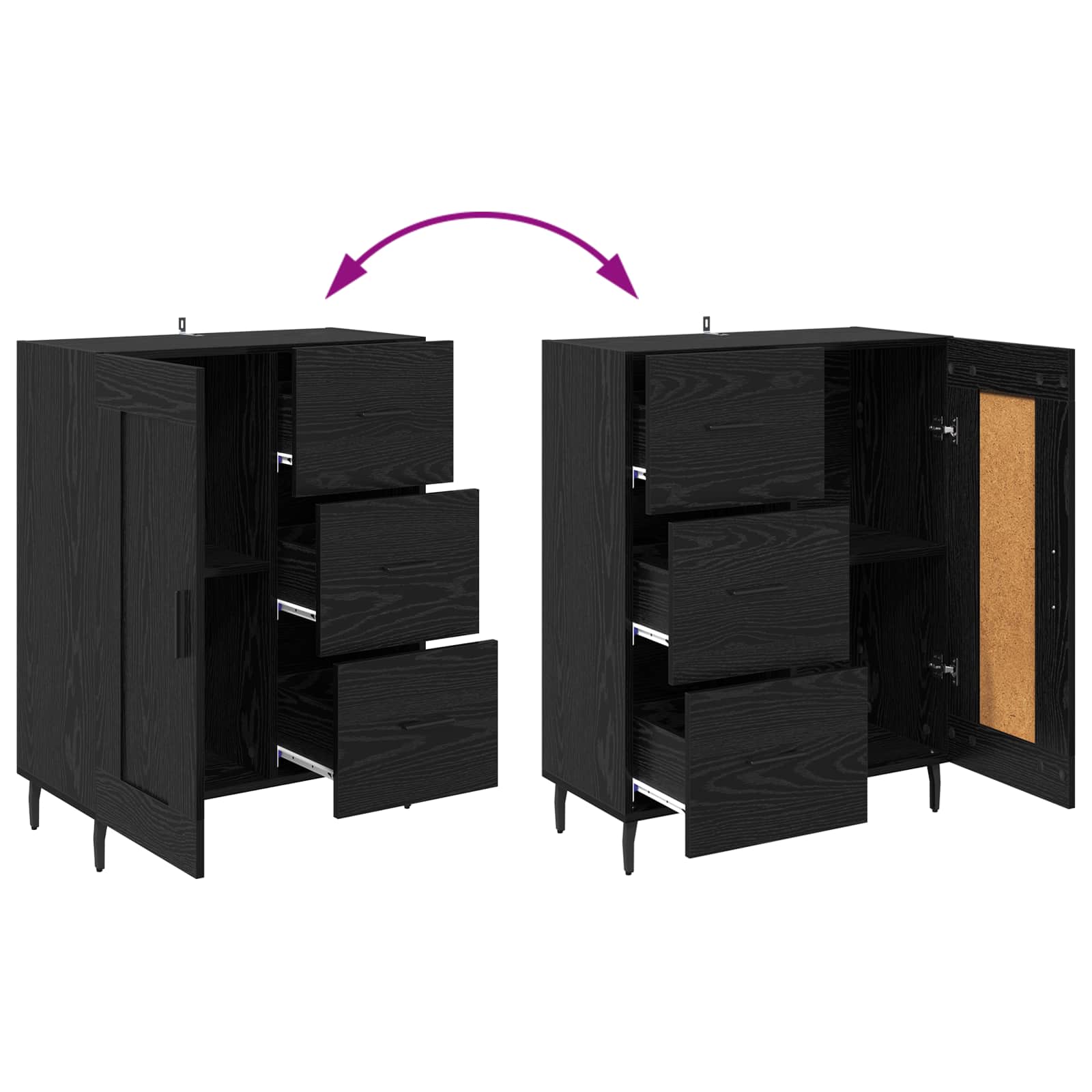 Haut Armoire 2 pc Chêne noir 69,5 x 34 x 180 cm