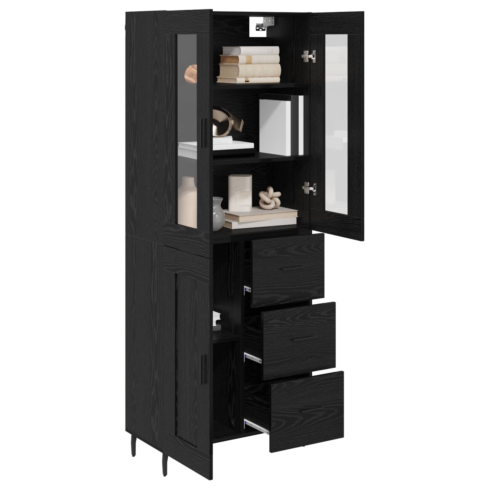 Haut Armoire 2 pc Chêne noir 69,5 x 34 x 180 cm
