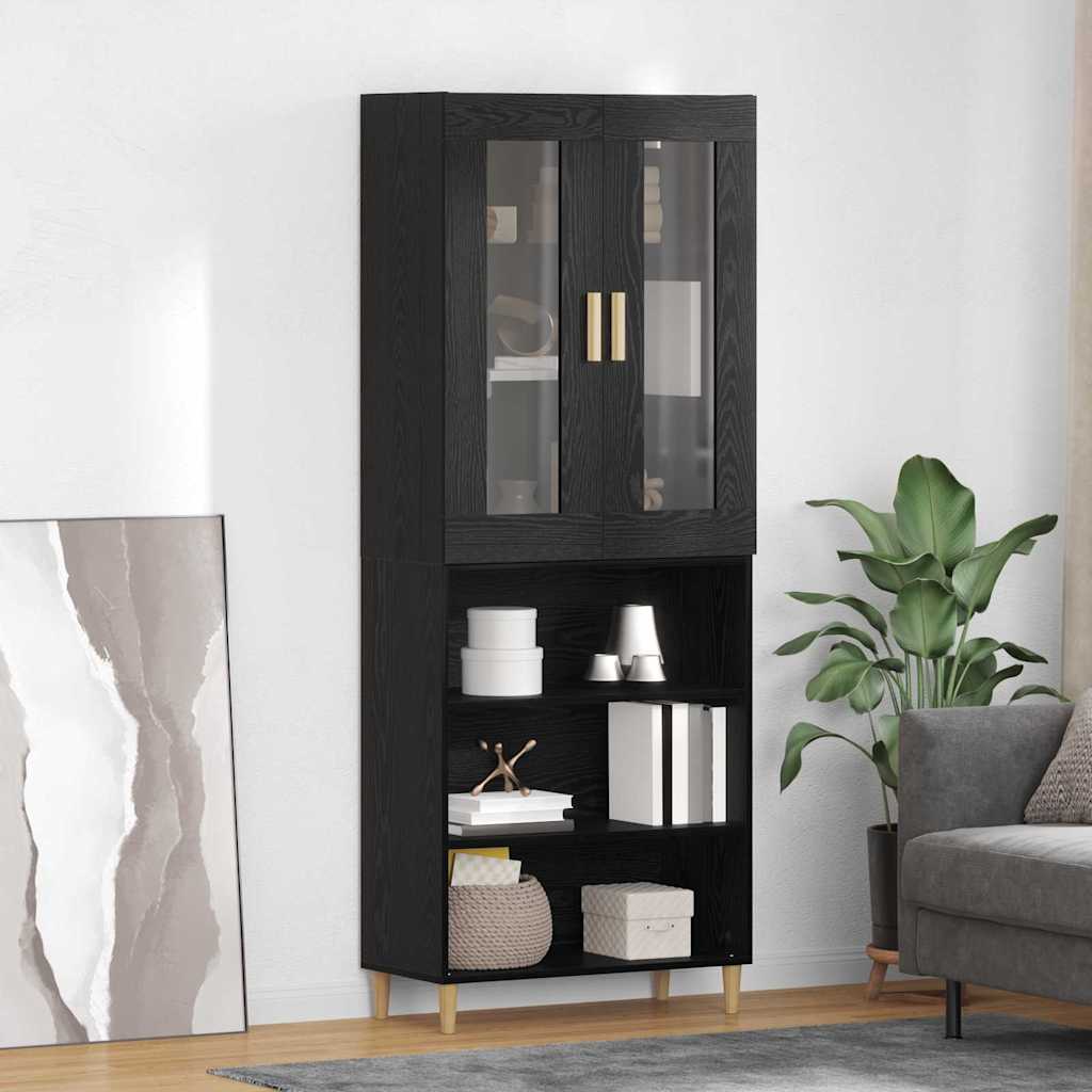 Haut Armoire Montage mural 2 pcs Chêne noir Bois d'ingénierie - XIOS