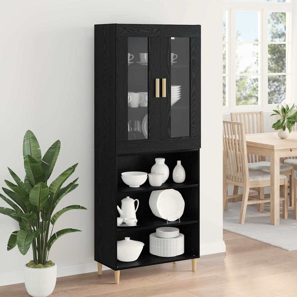 Haut Armoire Montage mural 2 pcs Chêne noir Bois d'ingénierie - XIOS