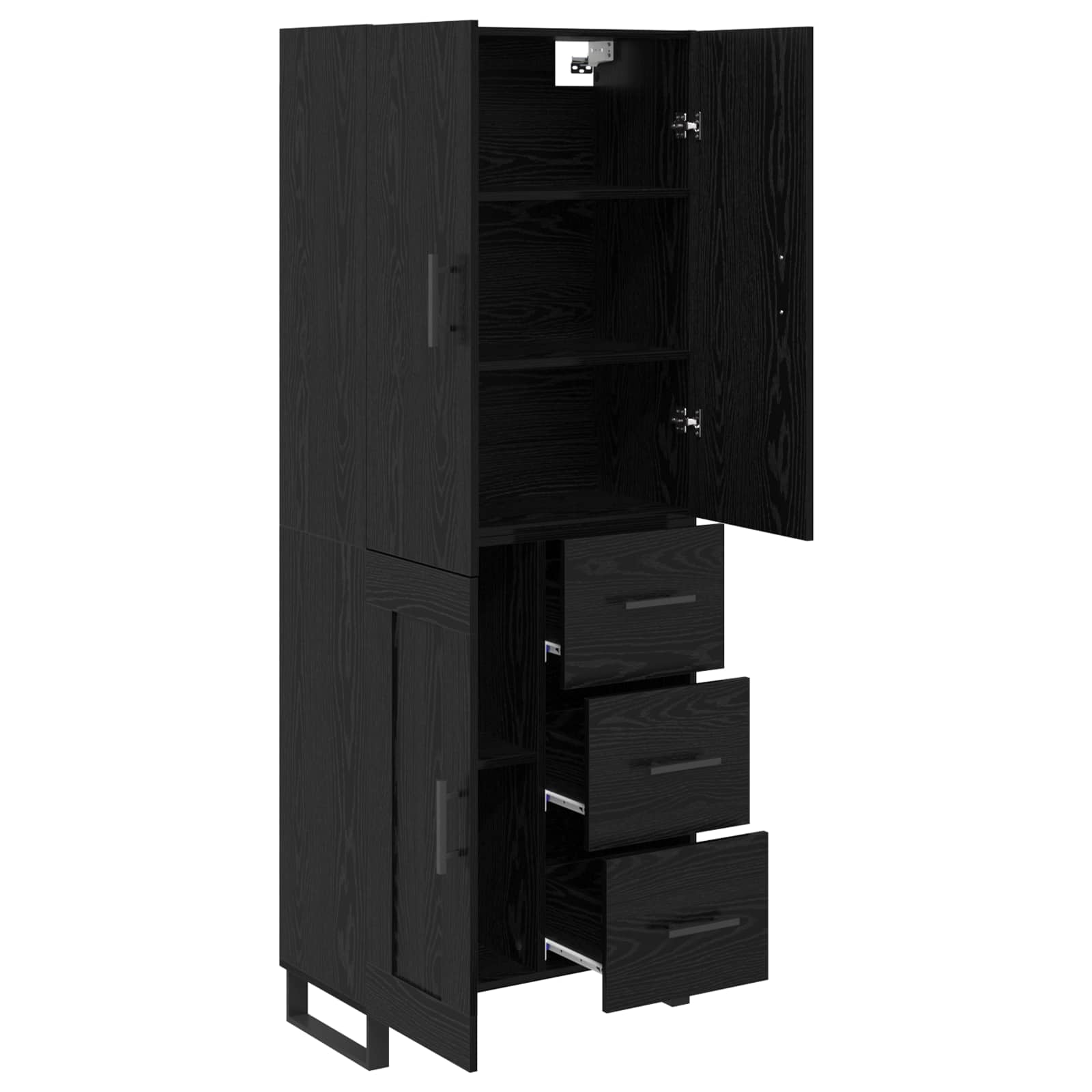 Haut Armoire 2 pcs Chêne noir Bois Aggloméré et Verre - XIOS