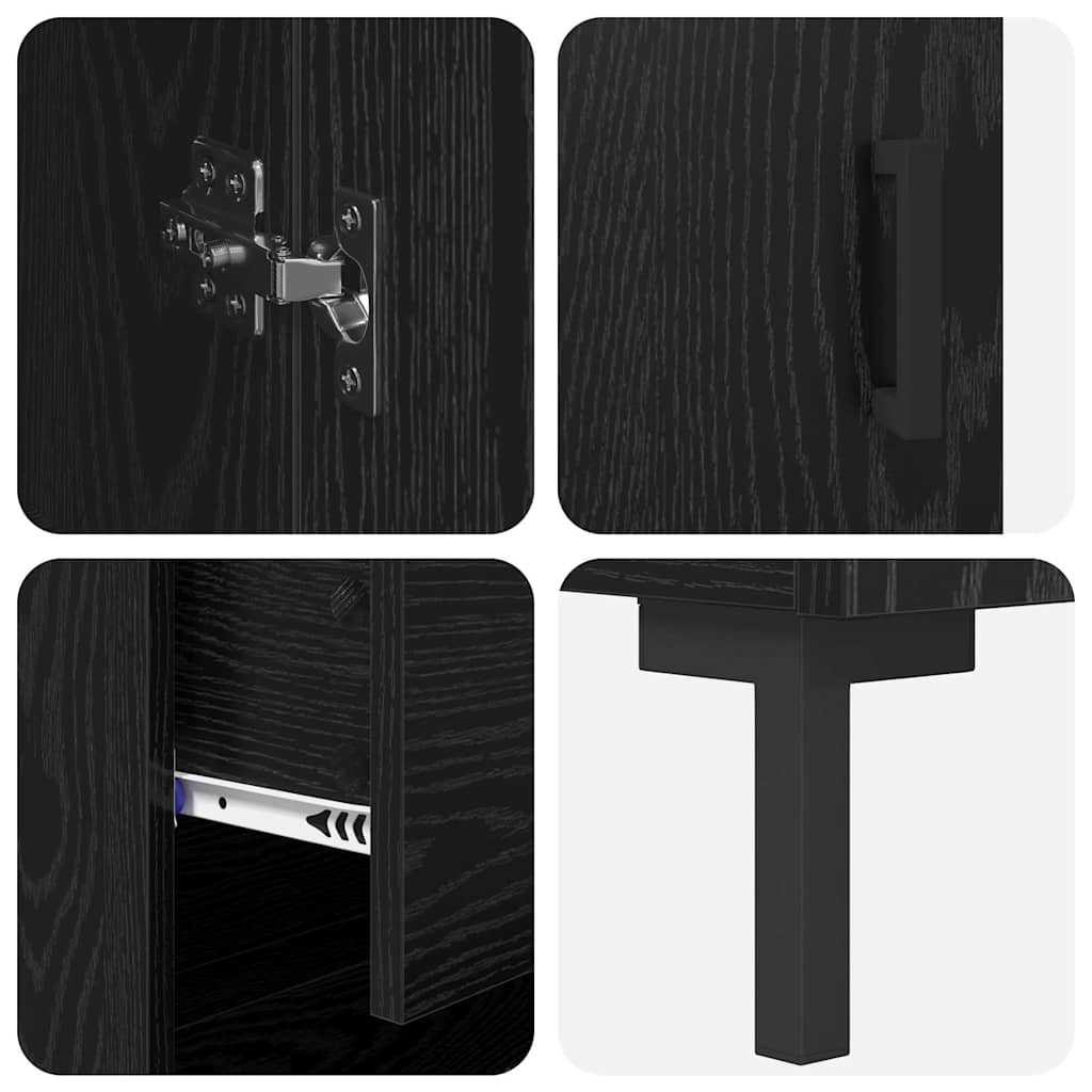 Haut Armoire avec tiroir 2 pcs Chêne noir Bois d'ingénierie - XIOS