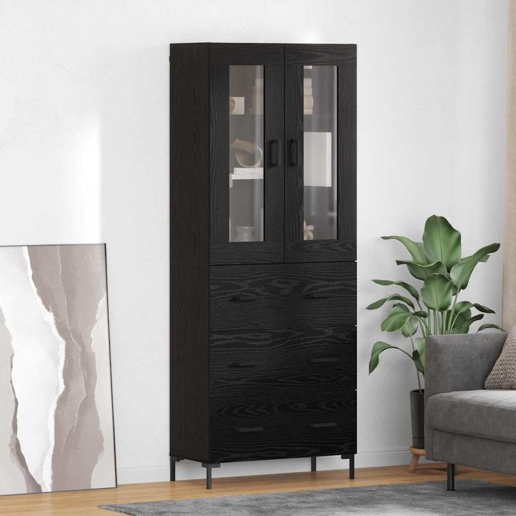 Haut Armoire avec tiroir 2 pcs Chêne noir Bois d'ingénierie - XIOS