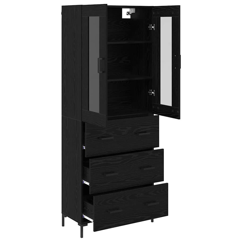 Haut Armoire avec tiroir 2 pcs Chêne noir Bois d'ingénierie - XIOS