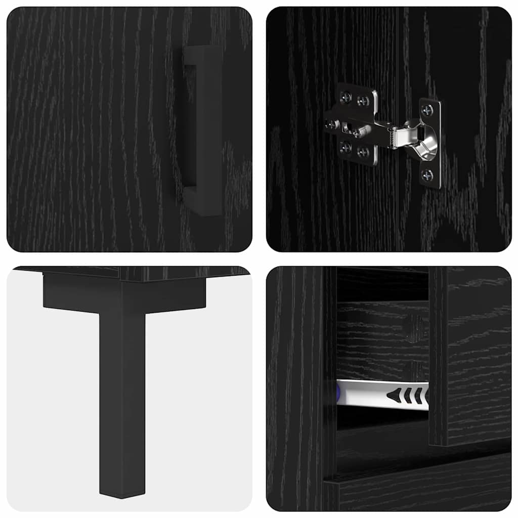Haut Armoire 2 pc Chêne noir 69,5 x 34 x 180 cm