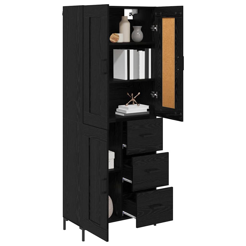 Haut Armoire 2 pc Chêne noir 69,5 x 34 x 180 cm