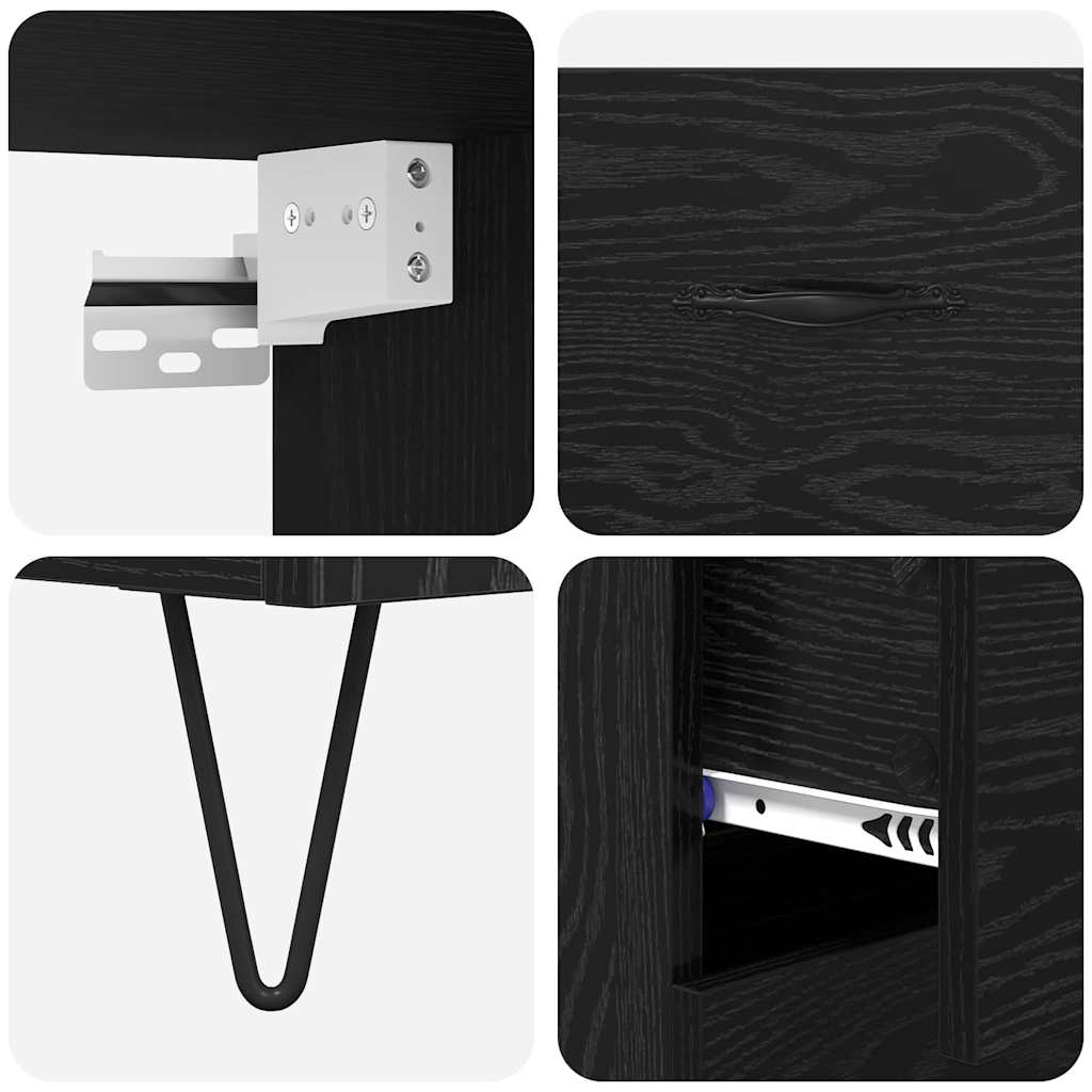 Haut Armoire Montage mural 2 pcs Chêne noir Bois d'ingénierie - XIOS