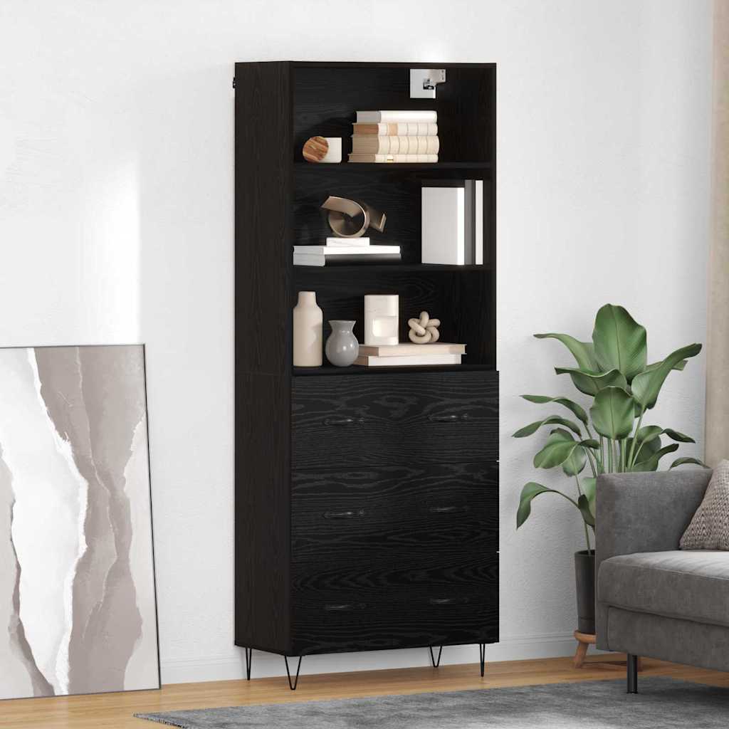 Haut Armoire 2 pc Chêne noir 69,5 x 34 x 180 cm