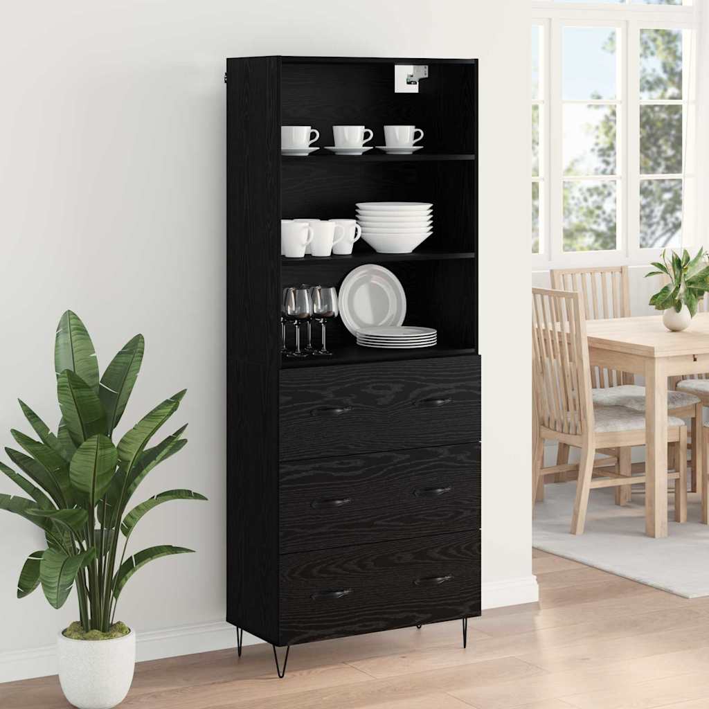 Haut Armoire 2 pc Chêne noir 69,5 x 34 x 180 cm