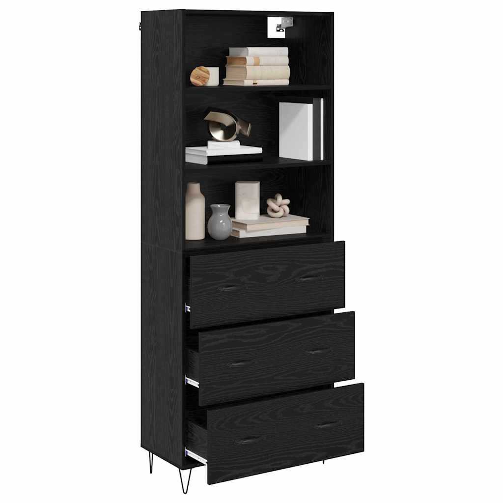 Haut Armoire 2 pc Chêne noir 69,5 x 34 x 180 cm