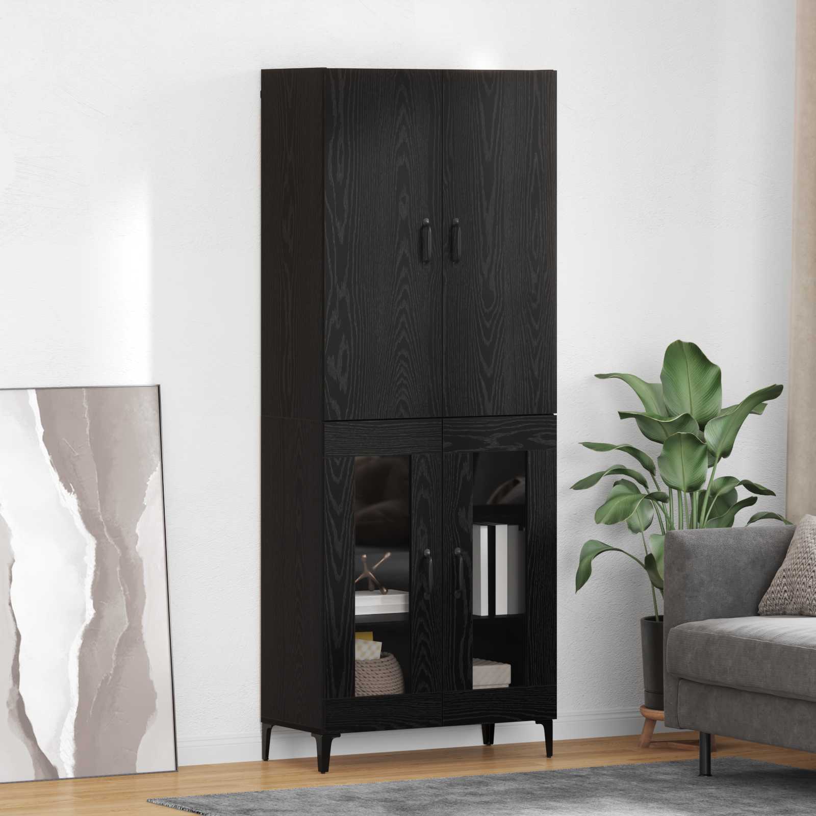 Haut Armoire Chêne noir 69,5 x 34 x 180 cm Bois d'ingénierie