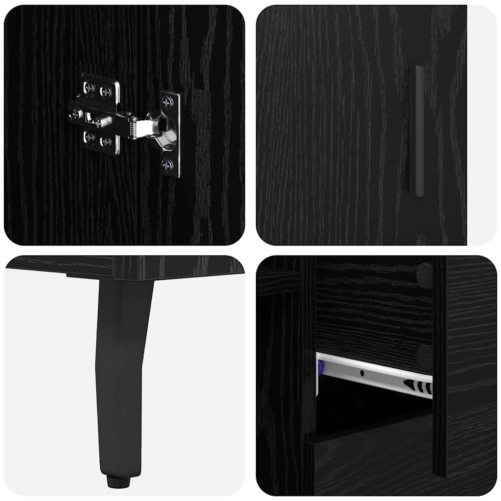 Haut Armoire Montage mural 2 pcs Chêne noir 69,5 x 34 x 180 cm - XIOS