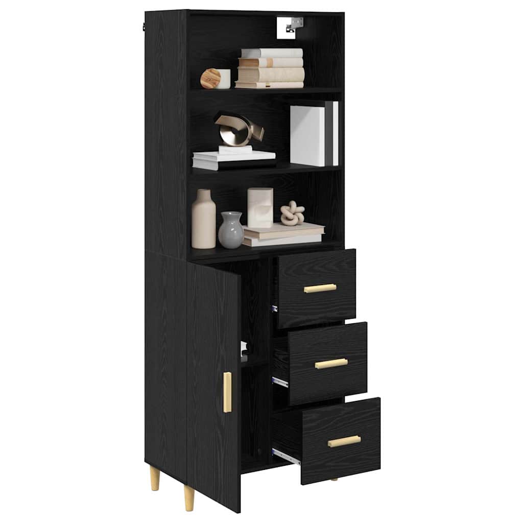Haut Armoire Montage mural 2 pcs Chêne noir 69,5 x 34 x 180 cm - XIOS