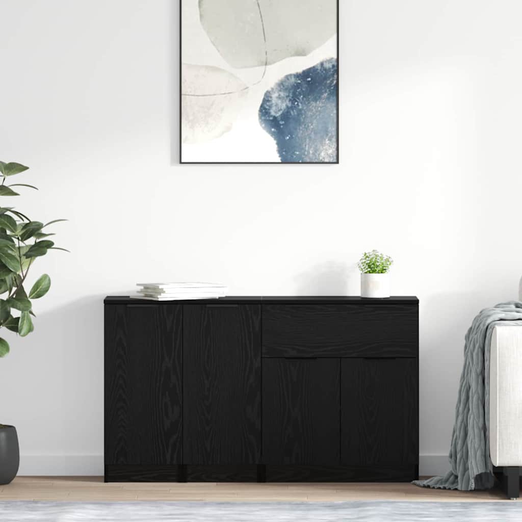 Buffet avec tiroir 3 pcs Chêne noir Bois d'ingénierie - XIOS